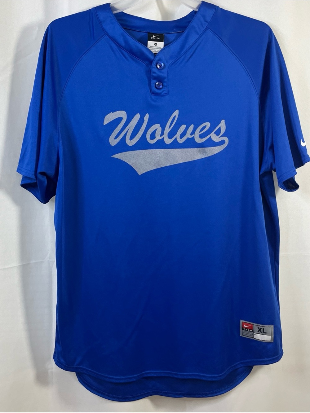 Nike Team Dri-Fit Baseball Wolves Jersey Blue Men’s XL Athletic Cut SL Henley